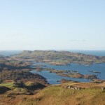 Looking west over the top end of Seil, with the Garvellachs and Colonsay visible faintly in the background